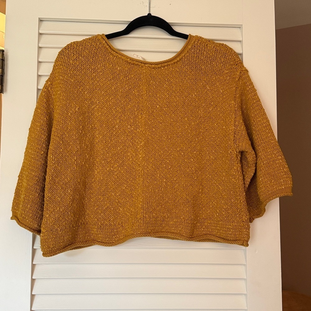 Free People Golden Honey Knit Top – Chunky Textured Loose Fit – Size XS - Picture 4 of 5